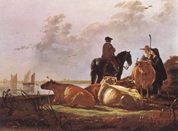 阿爾伯特 庫普 Peasants With Four Cows By The River Merwede 阿爾伯特 庫普 Peasants With Four Cows By The River Merwede